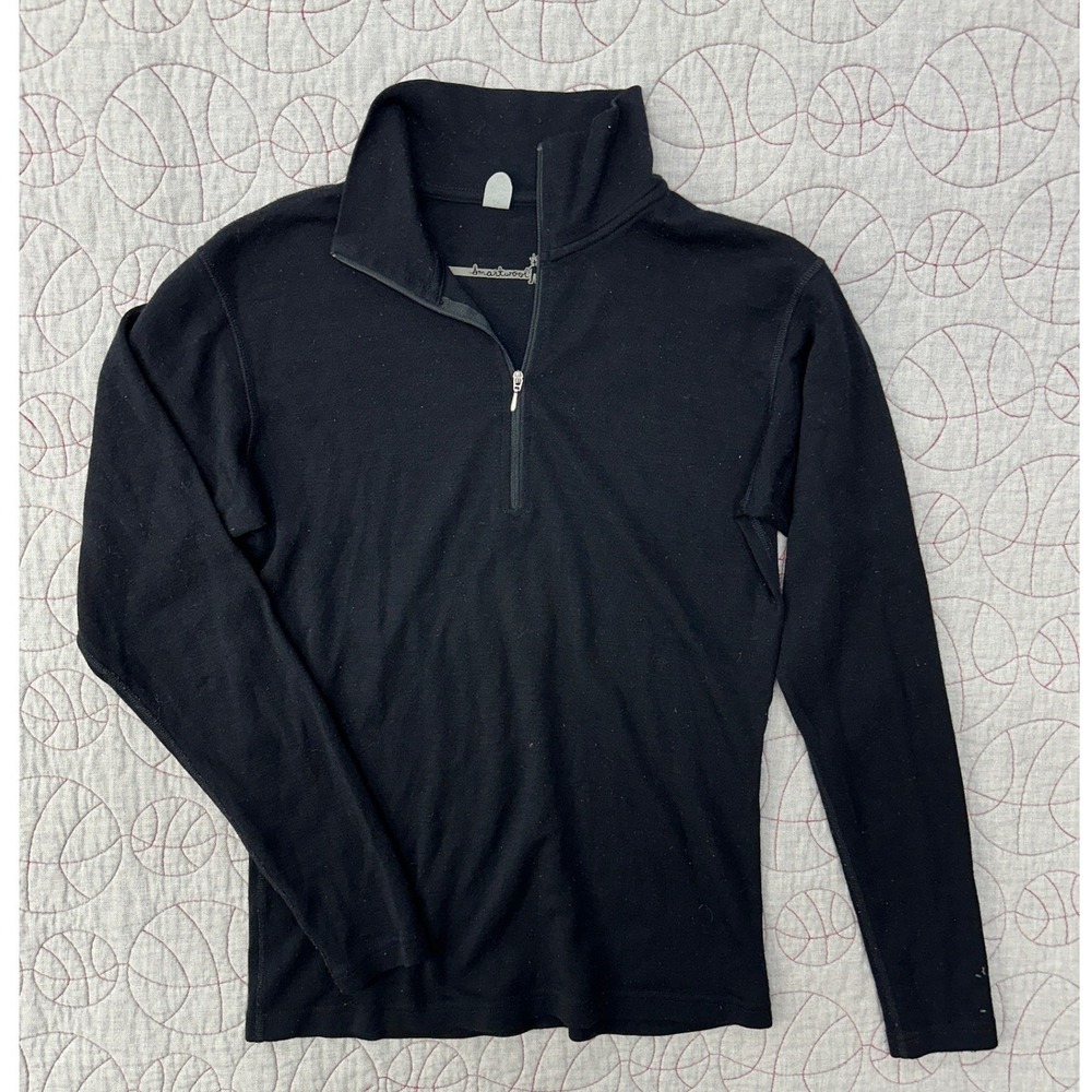 Smartwool Pullover Black 1/4 Zip Merino Wool / Men's Medium